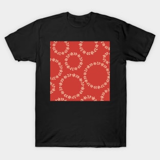 Vibrant Red Floral Wreath T-Shirt